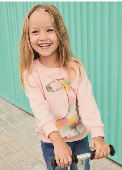 CM-Kid Girls' Long-Sleeved Sweatshirt, Children's Shirts, Cotton, Warm Tops, 1-7 Years, Size 92-122