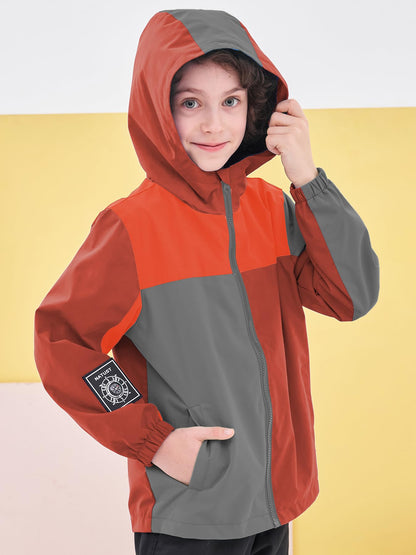 NATUST Kids Boys Waterproof Jacket Lightweight Transition Jacket Windproof Rain Jacket with Hood 