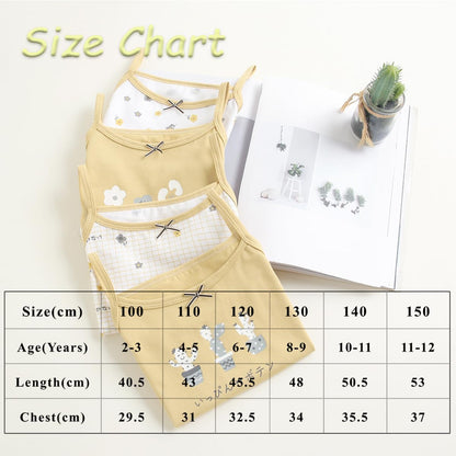 Yintry Bedruckte Unterhemden für Mädchen Baumwollunterhemd/Tanktops für 2-12 Jahre Elastische Cami-Westen 4er-Pack
