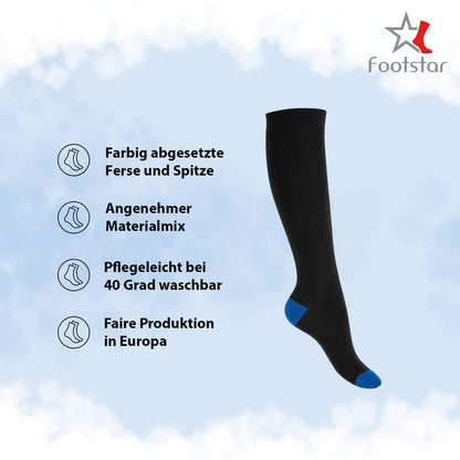 Kinder-Kniesocken aus Baumwolle (5 Paar) mit kontrastierendem Absatz und Zehen