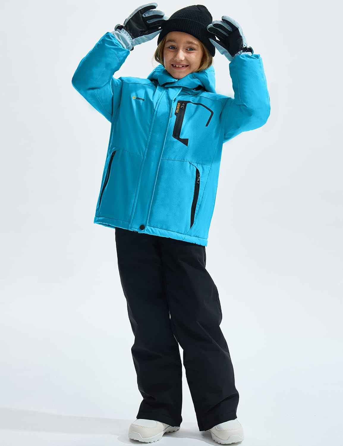 Gemyse Boys' Waterproof Ski Jacket, Windproof Fleece Jacket, Outdoor Winter Jacket, Rain Jacket with Hood