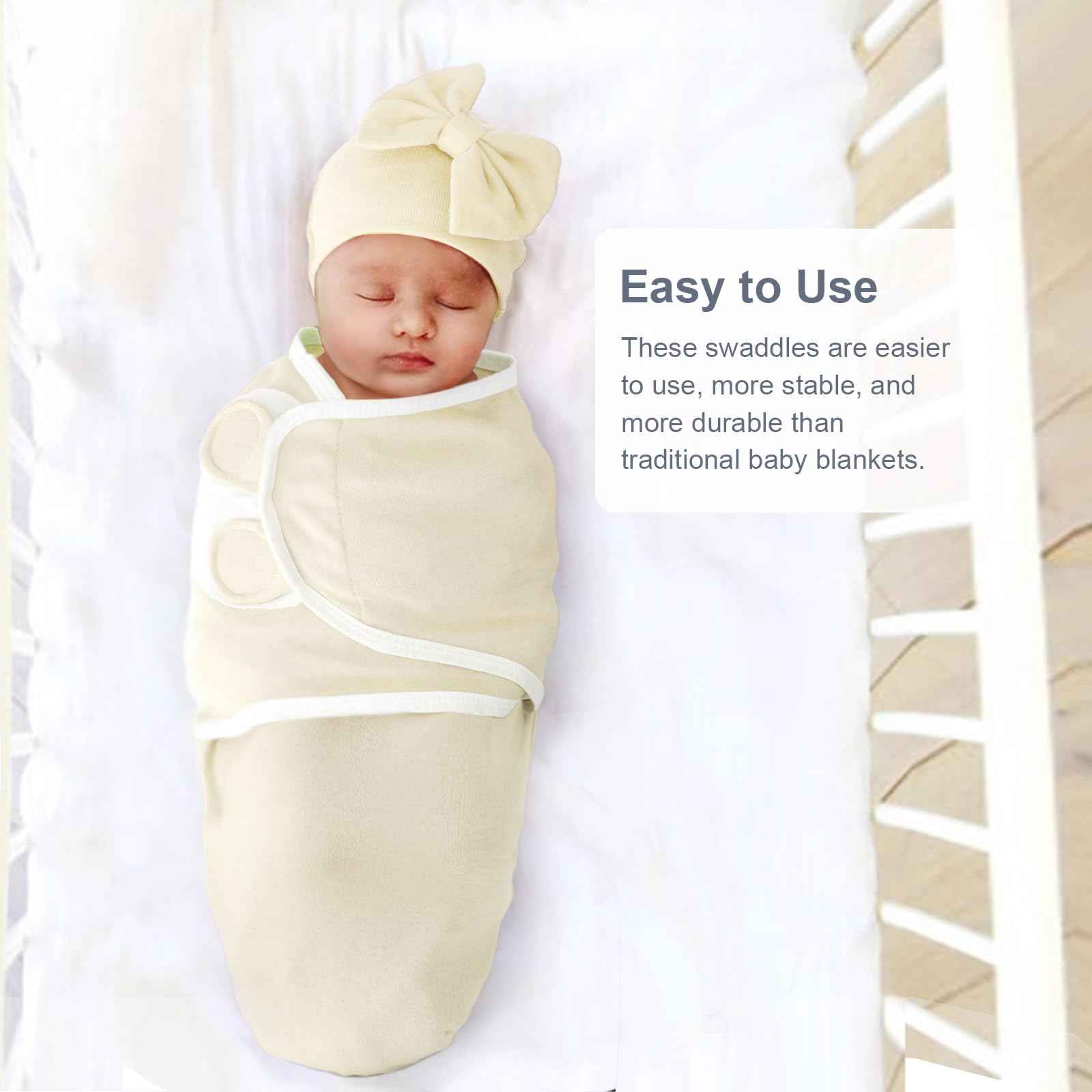 DRESHOW Neugeborene Swaddle Decke Hut Set Baby Gedruckt Swaddles Säugling Einstellbar Schlafsack für 0-3 Monate Mädchen Jungen