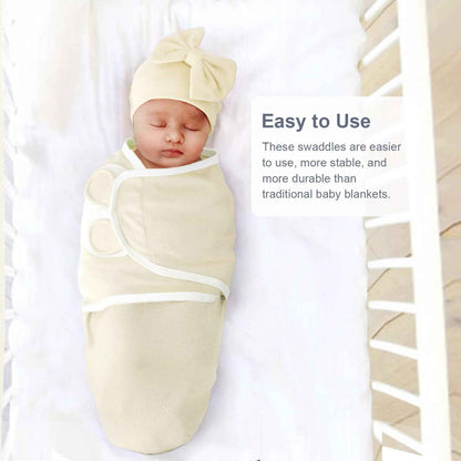 DRESHOW Neugeborene Swaddle Decke Hut Set Baby Gedruckt Swaddles Säugling Einstellbar Schlafsack für 0-3 Monate Mädchen Jungen