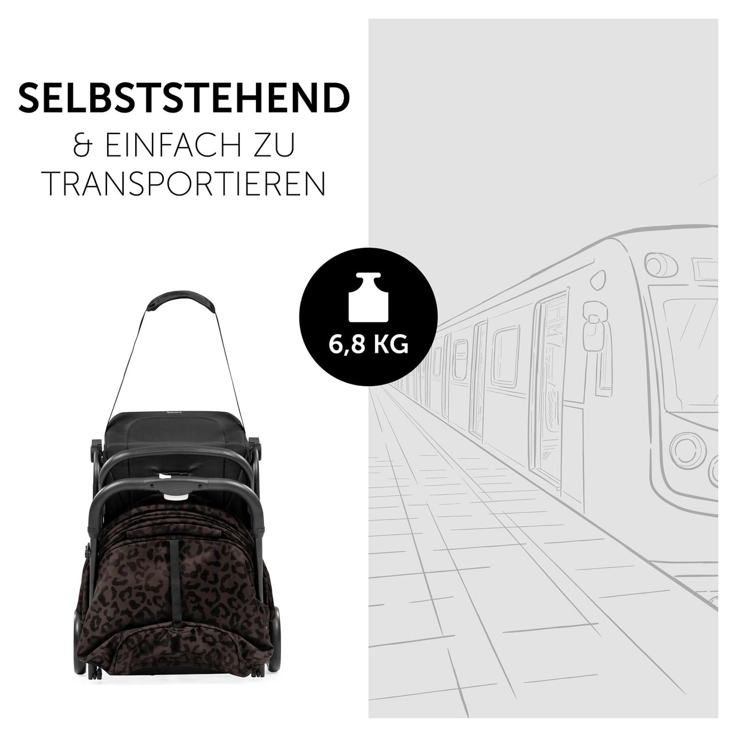 hauck Travel N Care, Dark Olive - Reise Buggy für Kinder ab Geburt bis 22 kg - mit Liegefunktion - Leicht 6,9 kg & Kompakt - Klein Zusammenklappbar - UPF 50+ - EVA Räder - Korb bis 3 kg