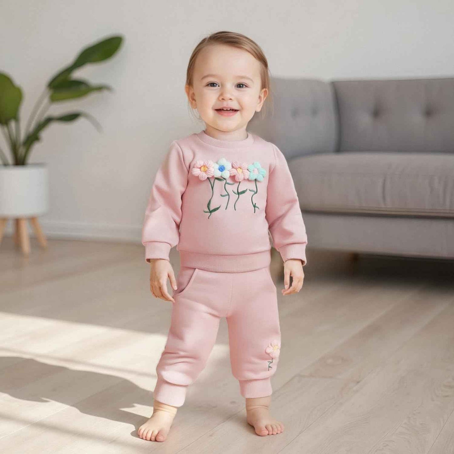 Beauace 2pcs Baby Girl Clothes 3D Floral Print Outfit Long Sleeve Shirt + Trousers Newborn Baby Clothing Clinder Autumn Baby Set