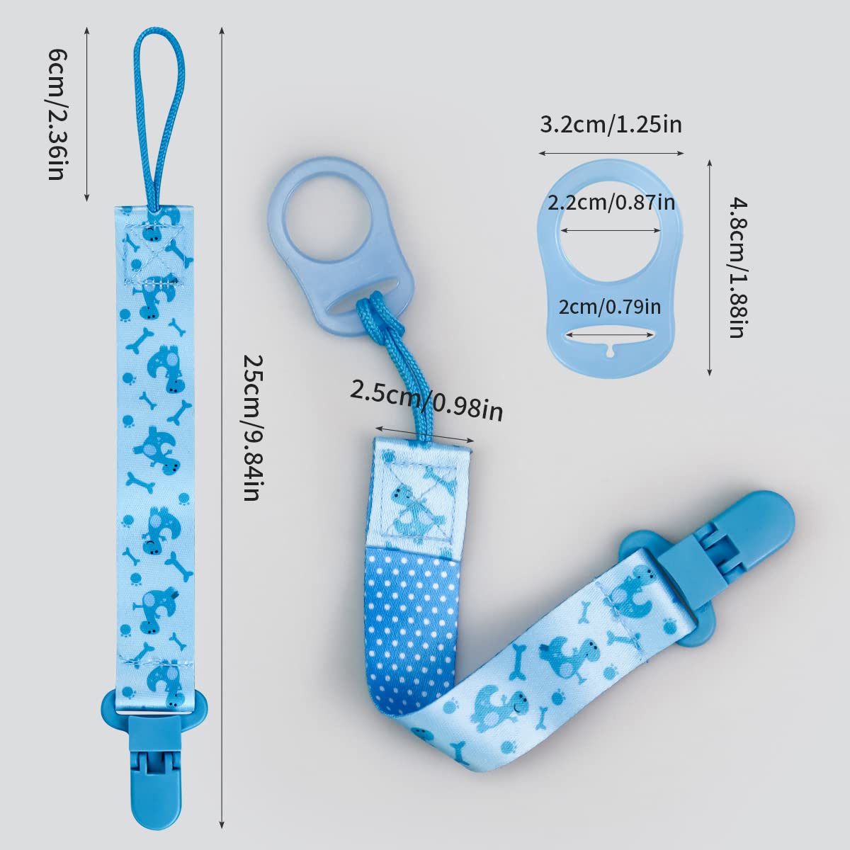 Suofuolef 4 Pack Schnullerkette Baby Mädchen, Baby Schnullerband Set mit Adaptern, Schnuller Clips für Neugeborenen Geburt & Taufe Geschenk, Rose