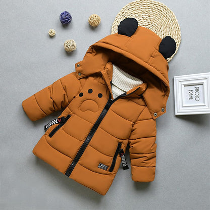 linboo Winterjacke Kinder Jungen Warm Steppjacke Dicke Mantel Baby Wintermäntel mit Kapuze Ohren Winter Kinderjacke Kapuzenjacke 2-7 Jahre