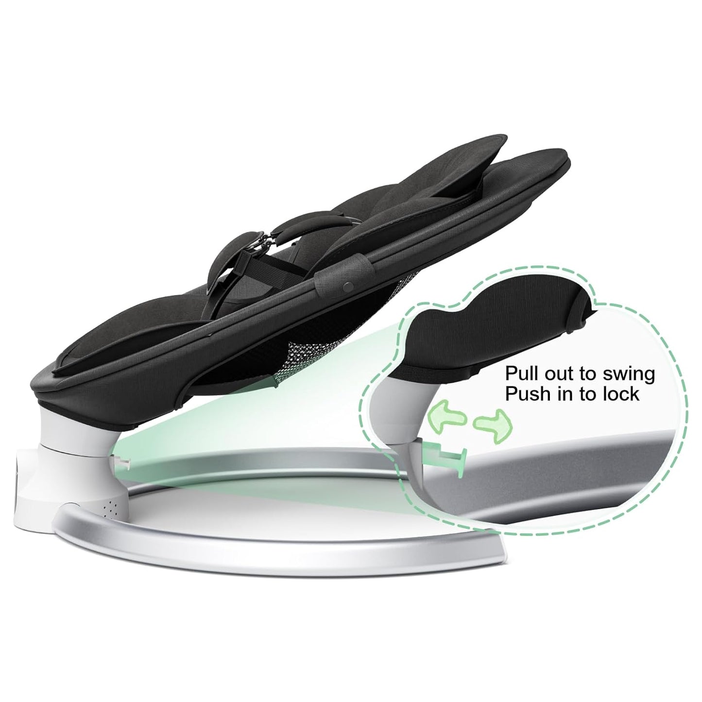 Ixdregan Electric Baby Rocker - App & Remote Control Baby Swing Electric with 3 Timers, 5 Swing Speeds, 10 Music, Bluetooth Connection, Soft Padded Baby Rocker (App Black)