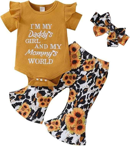 Juflam Neugeborene Baby Mädchen Kleidung Mama Sprüche Mama Mini Strampler Top Hose Outfit Set mit Stirnband