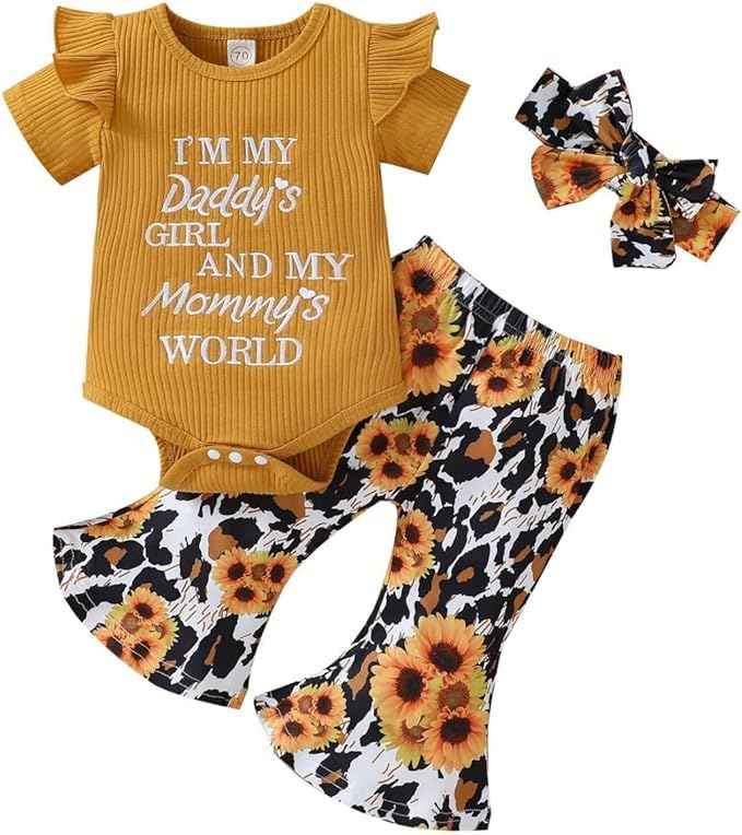 Juflam Neugeborene Baby Mädchen Kleidung Mama Sprüche Mama Mini Strampler Top Hose Outfit Set mit Stirnband