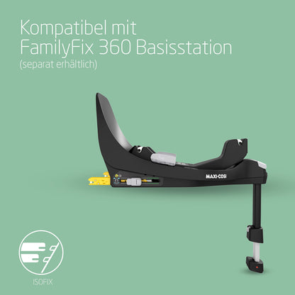 Maxi-Cosi Pebble 360 i-Size Babyschale Drehbar, Neugeborenen Autositz 360 Grad, 0–15 Monate (40–83 cm), Drehung mit einer, ClimaFlow, Easy-In-Gurt, G-CELL Seitenaufprallschutz, Essential Green - Meloni2