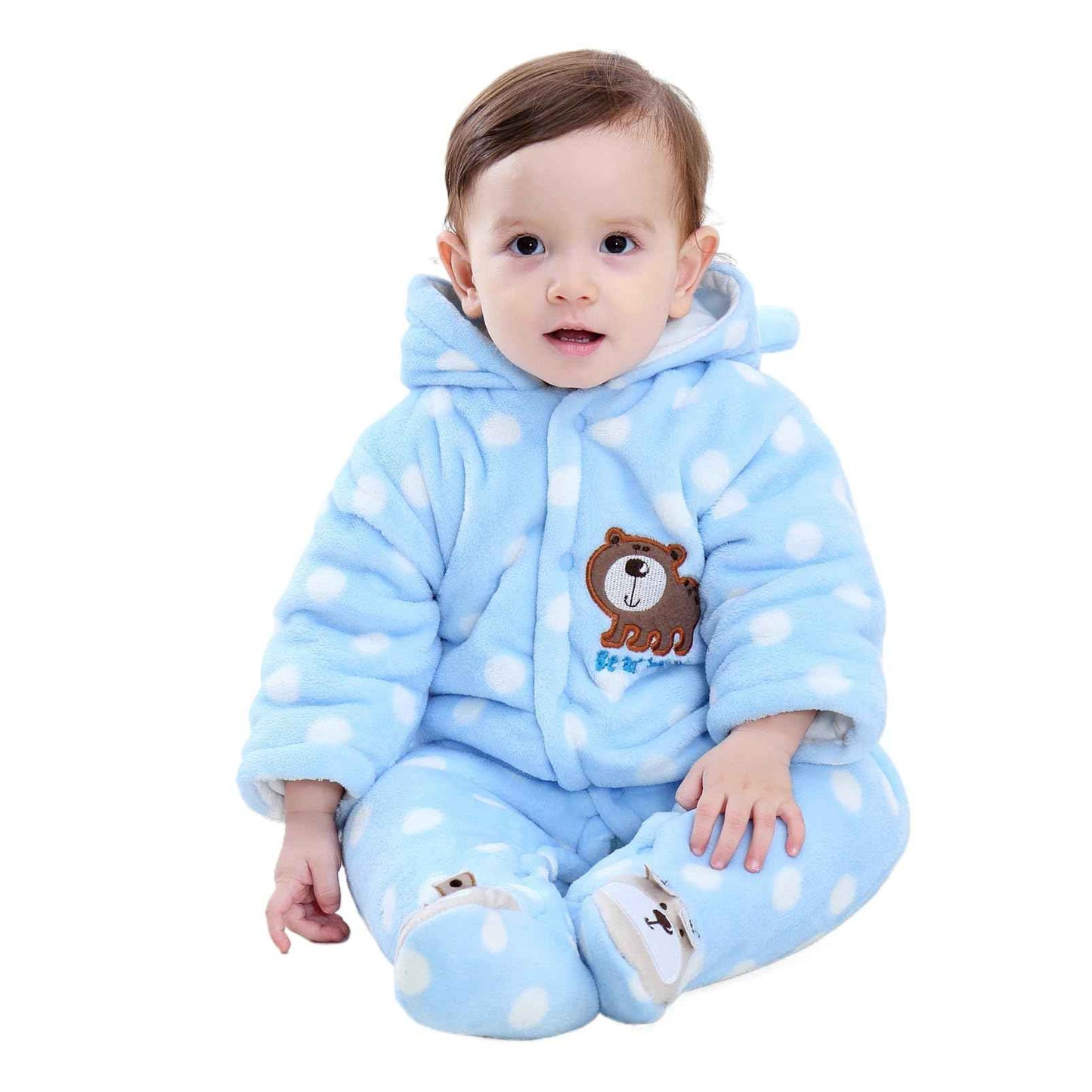 Gaorui Newborn Unisex Baby Winter Jumpsuit with Hood Romper Fleece Onesie All in One Snowsuit Outfits