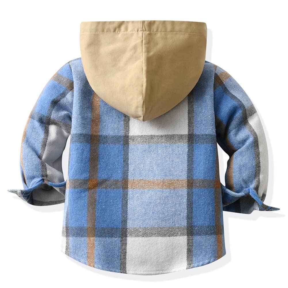 Kinder Übergangsjacke Jungen Kindermantel Mädchen Jacke Kariertem Hemd mit Kapuze für Frühling und Herbst