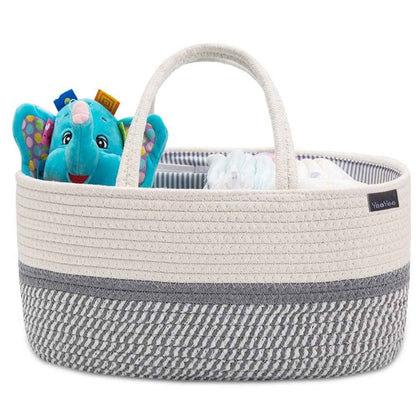 Baby Nappy Caddy Organiser, Multifunctional Storage Box for Nappies, with Interchangeable Compartments, 100% Cotton Linen, Portable Storage Basket for Nappies, Baby Shower Gift