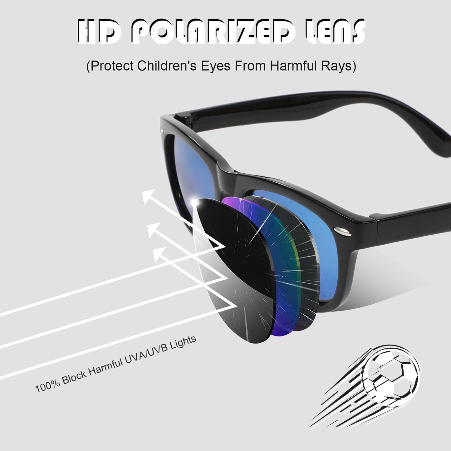 Hifot Sonnenbrille Kinder Polarisierte Sportbrille für Jungen Mädchen,UV400 Schutz Flexible Baby Sonnenbrille mit Brillenschnüre Alter von 3-12