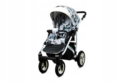 BabyLux® Bambimo Pushchair Set 3 in 1 - Tropical - incl. Baby Carrycot, Buggy Sports Seat, Car Seat - Pram Set - Combination Pram with Changing Bag, Rain Cover etc.