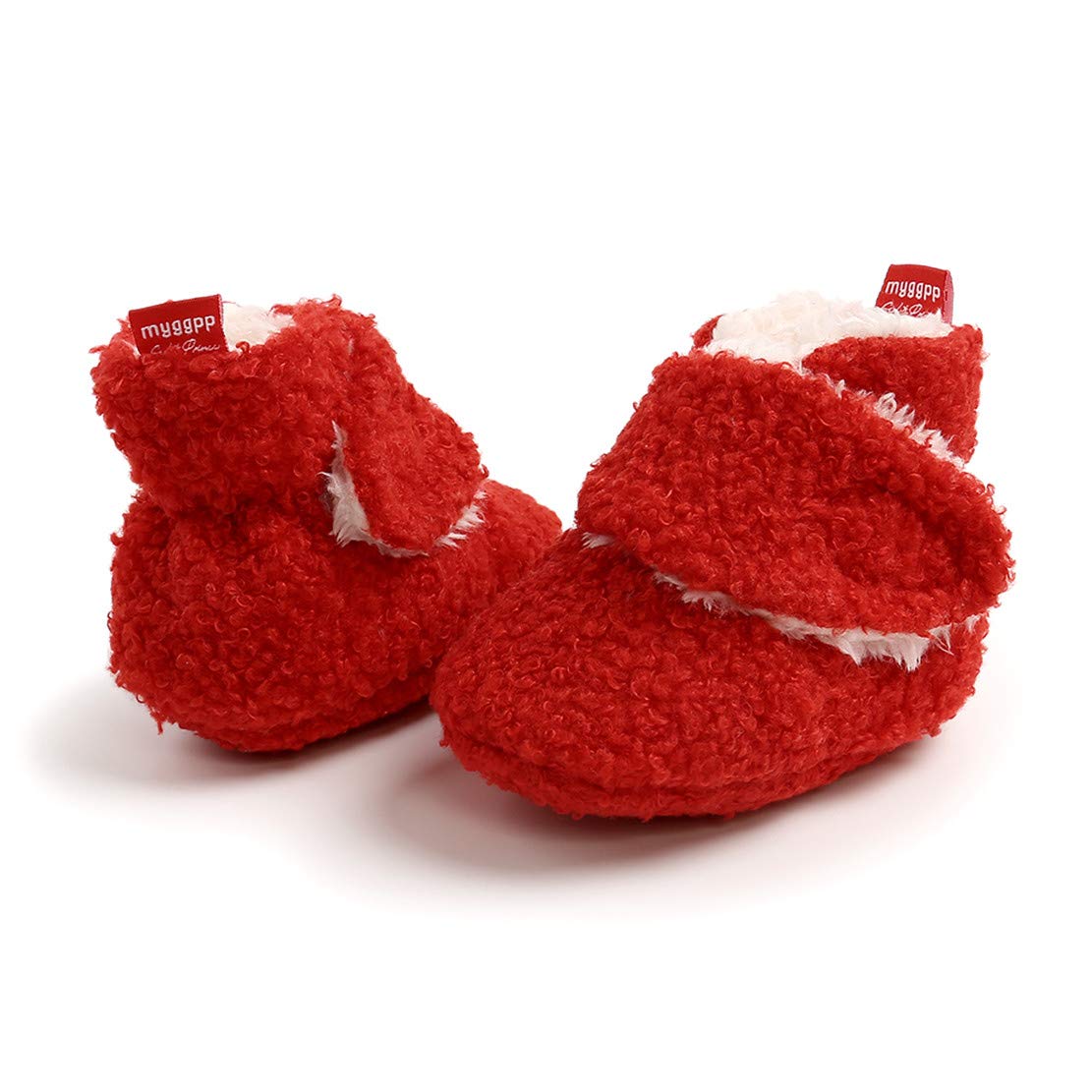 Edoton Infant Boys Girls Warm Slippers Winter White Cute Soft Cotton Unisex Non-Slip Baby Shoes for Christmas First Birthday Gift.