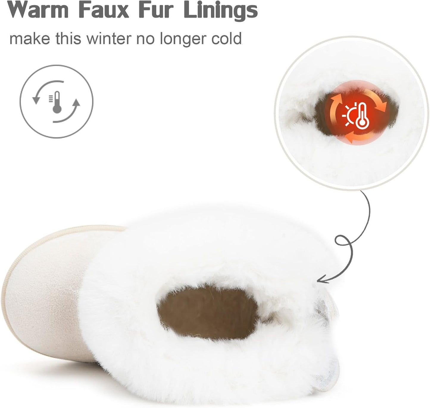 KVbabby Winter Boots Girls Warm Children's Winter Shoes Plush Lined Baby Ankle Boots Snow Boots Non-Slip Boots Toddler Shoes Slip On Boots