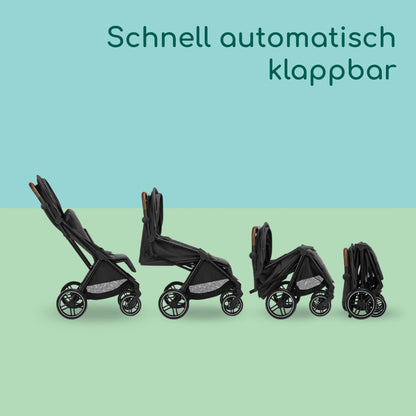Bebeconfort Indra Stroller, 0-4 Years (22 kg), Quick Automatic Folding Pushchair, Integral Suspension, Small Folding, Flat Reclining Position, Car Seat Compatible, Mineral Graphite