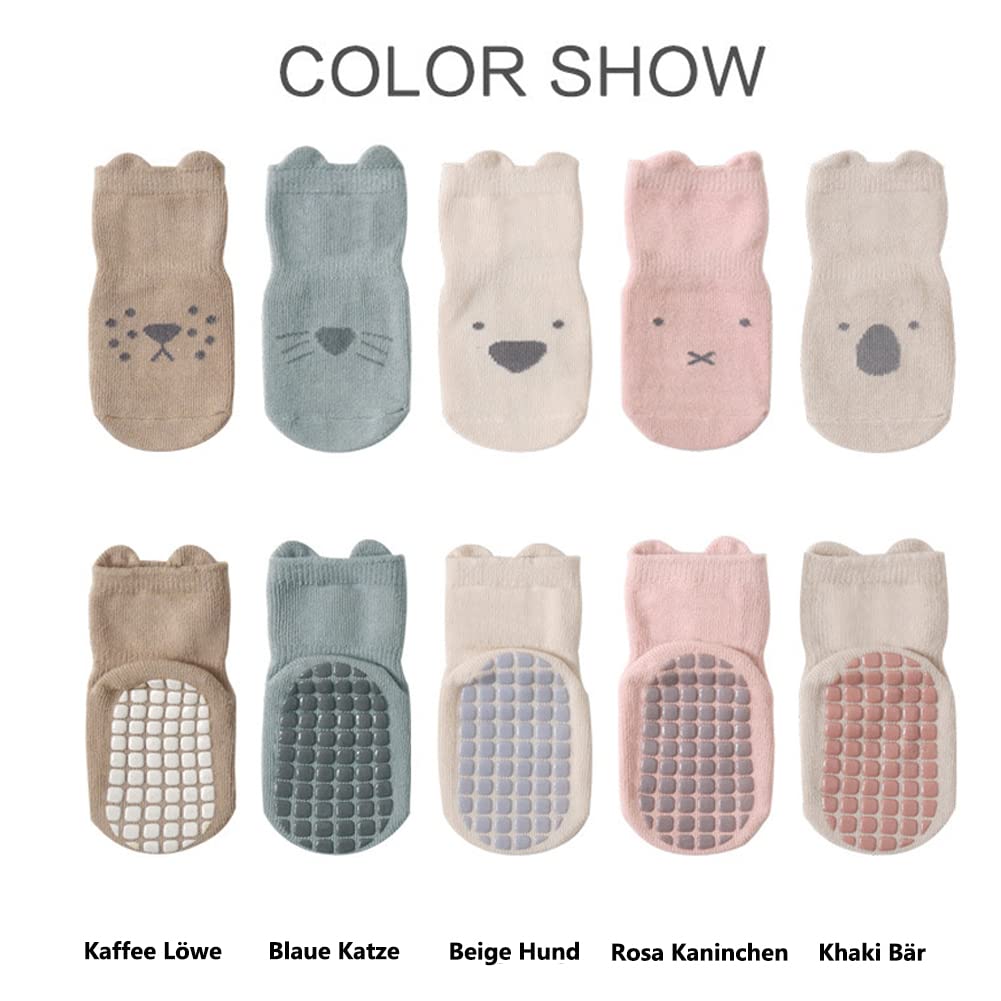 Rutschfeste Socken für Baby Mädchen Jungen 5 Paar Kinder Anti Rutsch Socken Sportsocken Stoppersocken