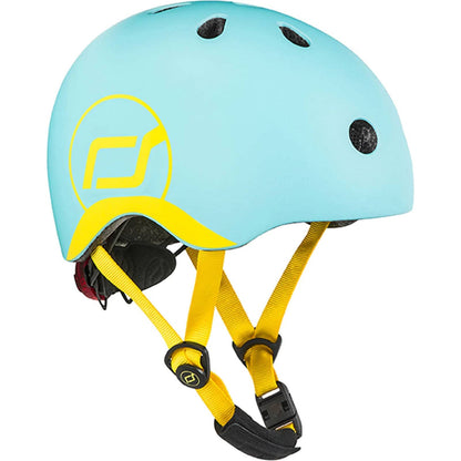 Scoot and Ride Babyhelm mit verstellbaren Trägern, Mattes Finish, Größen XXS, inklusive LED-Sicherheitslicht und weicher Fleece-Polsterung für zusätzlichen Schutz