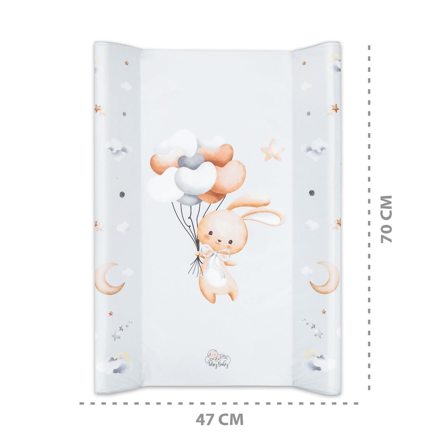 Wickelunterlage Wickelauflage Keil 70x47 cm - Wickeltischauflage für Babys abwaschbare und wasserdichte Wickelmulde ideal für Babybett und Wickeltisch Kaninchen Motiv