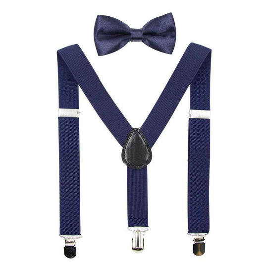HANERDUN Unisex Boys Girls Bow Tie Braces with Three Clothes Clips on Waistband
