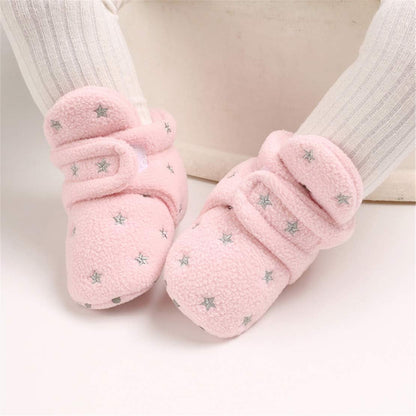 EDOTON Unisex-Baby Neugeborenes Fleece Booties, Baby Jungen Mädchen Weiche Sohlen Streifen Bootie Kleinkind Stiefel Niedlich Stiefel Socke Einstellbar