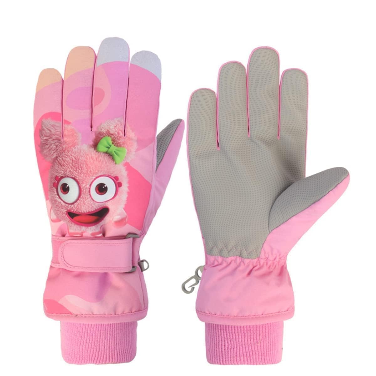 FAYHIJUN Children's Winter Snow Gloves Ski Gloves for 1-13 Years Girls Boys PU Palm Waterproof Windproof Warm Fleece Winter Gloves Cycling Gloves