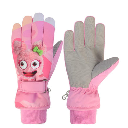 FAYHIJUN Children's Winter Snow Gloves Ski Gloves for 1-13 Years Girls Boys PU Palm Waterproof Windproof Warm Fleece Winter Gloves Cycling Gloves