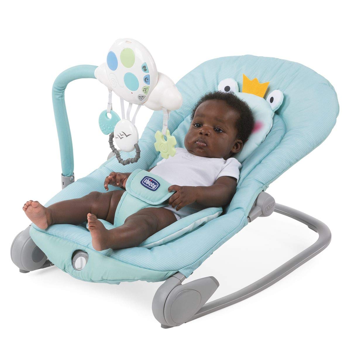 Chicco Balloon Infant and Baby Rocker 0 Months - 18 kg, Rocker and Chair Function, Adjustable Backrest, Compact Closure, Vibration, Interactive Electronic Toy, Lights and Sound