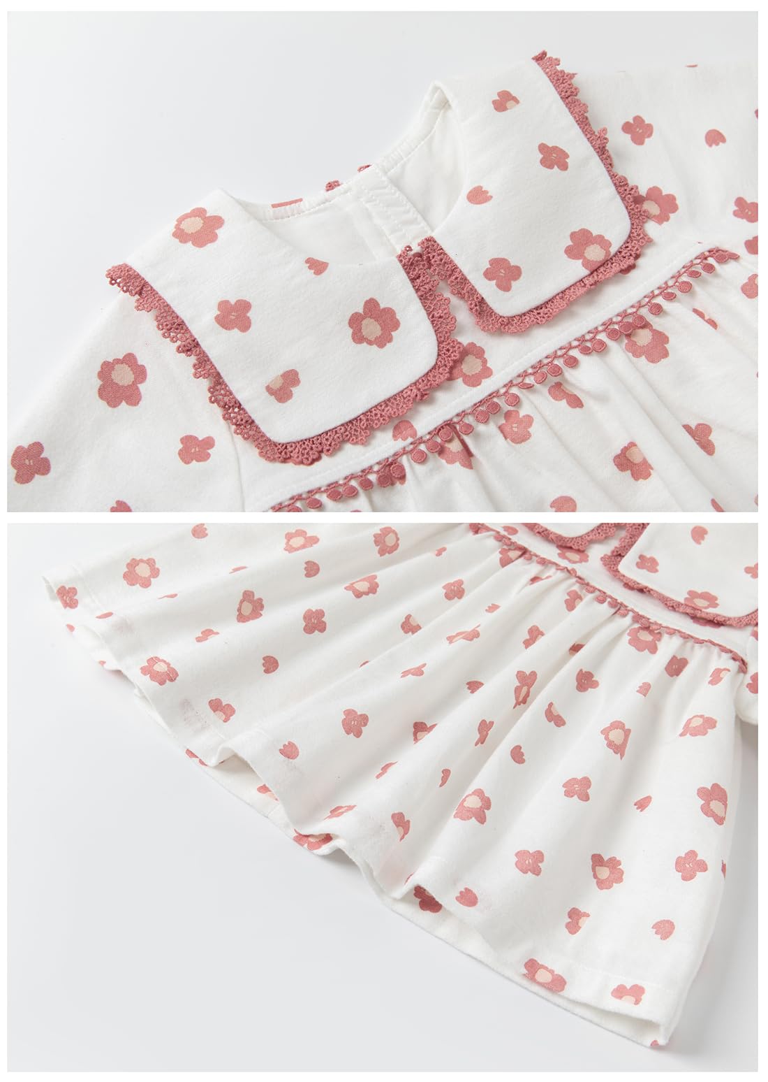 gurcooc Children's Clothing Sets for Baby Girls, Cotton Long Sleeve Dress, Waist and Pants, Soft Baby Clothes Set, 6-30 Months 
