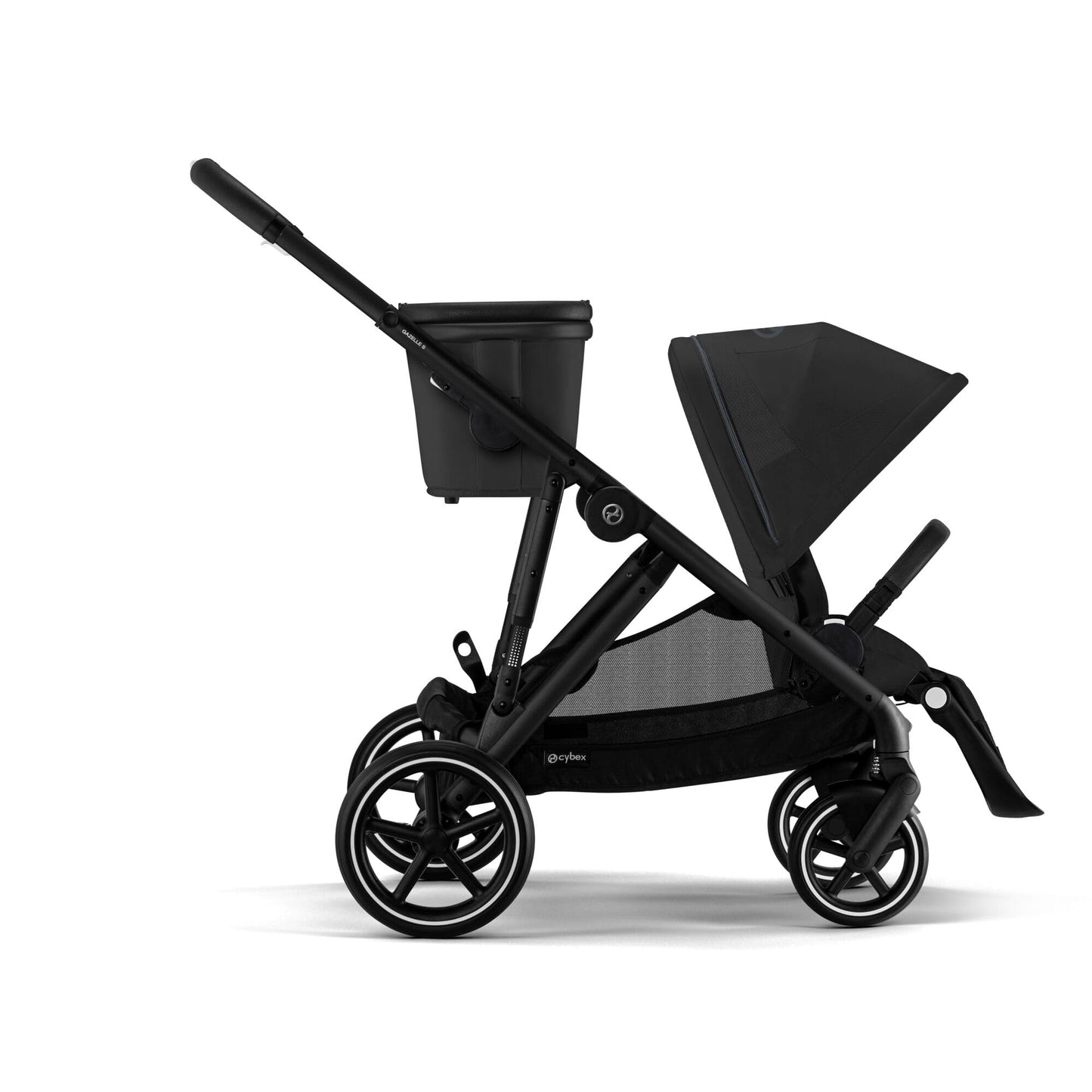 CYBEX Gold Kinderwagen e-GAZELLE S, Ab Geburt bis ca. 4 Jahre, Max. 22 kg (Single-Modus) / 2x 22 kg (Duo-Modus), All-in-1-System mit E-Antrieb und 20+ Konfigurationen, Stone Grey