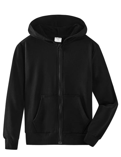 Spring&Gege Jungen Hoodie Sweatjacke Basic Einfarbig Baumwoll Kapuzenjacke für Kinder（3-12 Jahre）
