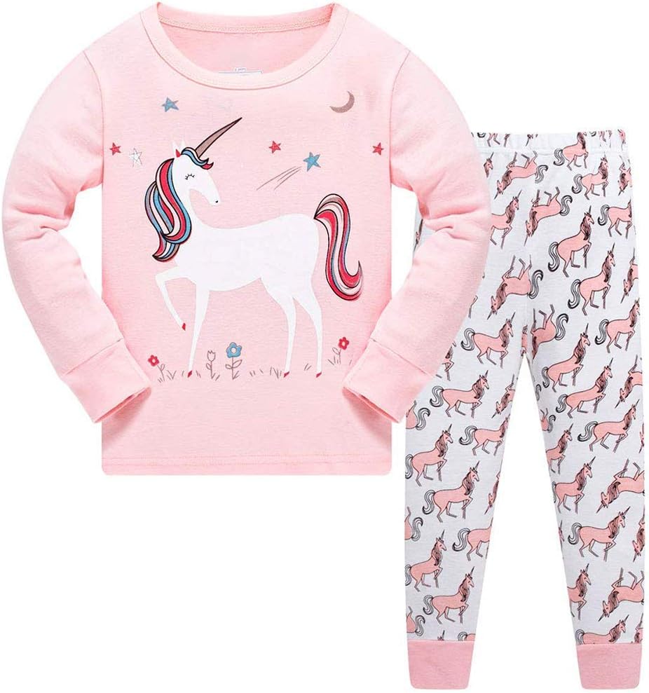 TEDD Girls' Pyjamas, Cotton, Cute, Unicorn, Long Sleeves, Two-Piece Pyjamas Set, Kids’ Sleepwear, Winter, Christmas, Sizes 1-12 Years
