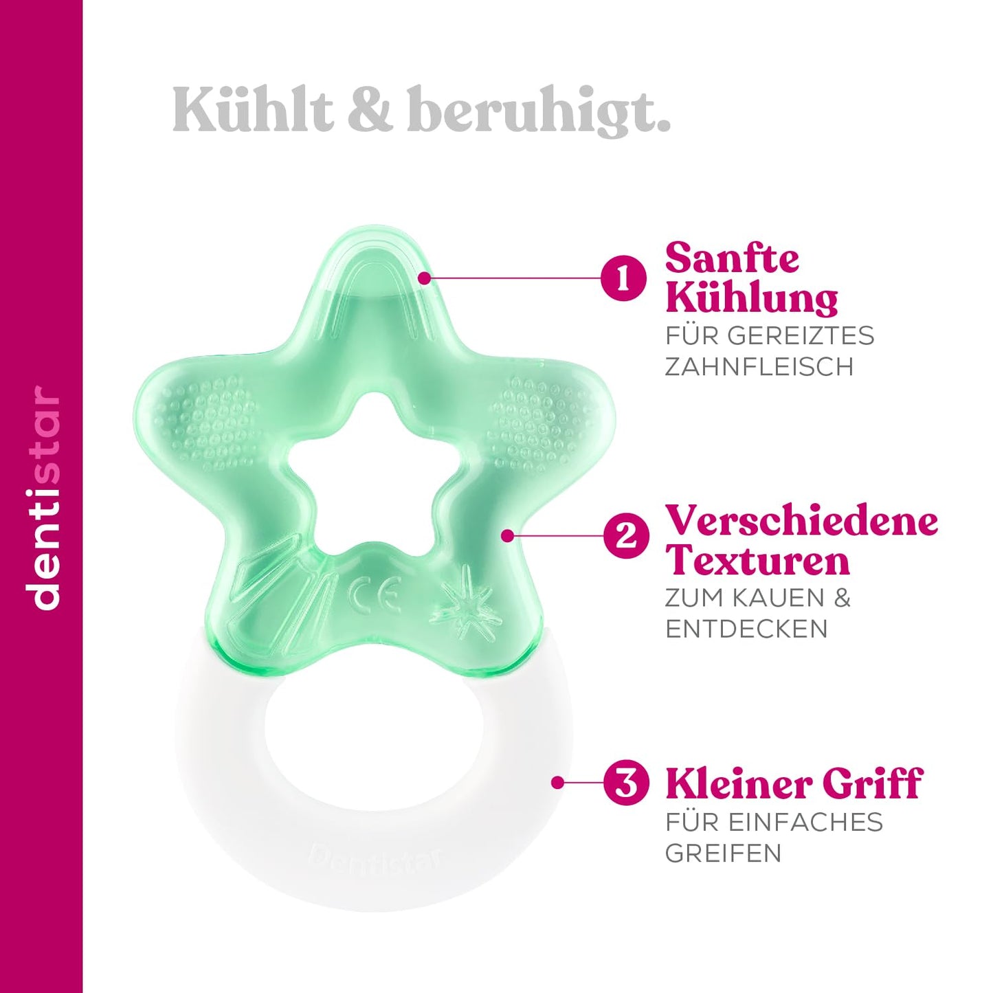 Dentistar Kühlbeißring 2er-Set – Beißring Baby ab 3 Monate – Kühlende Zahnungshilfe und Beißspielzeug für Babys und Kleinkinder - BPA frei - Türkis