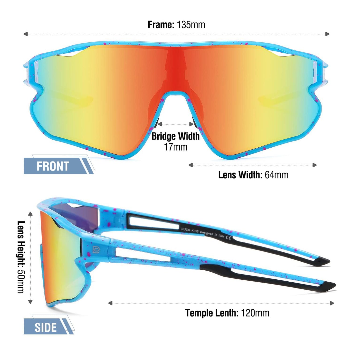 DUCO DK268 Children's Sunglasses Youth Baseball Sunglasses Lightweight TR90 Frame UV400 Sports Cycling Sunglasses for Boys Girls