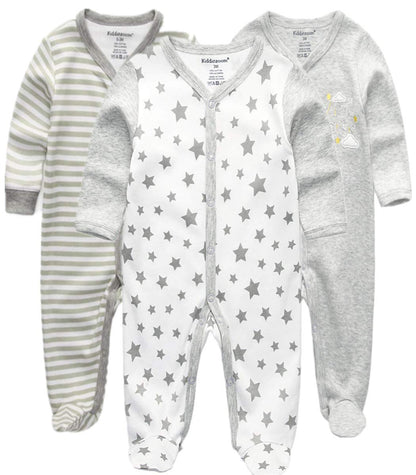 Kiddiezoom Baby-Jungen Mädchen Schlafstrampler, 3er Pack