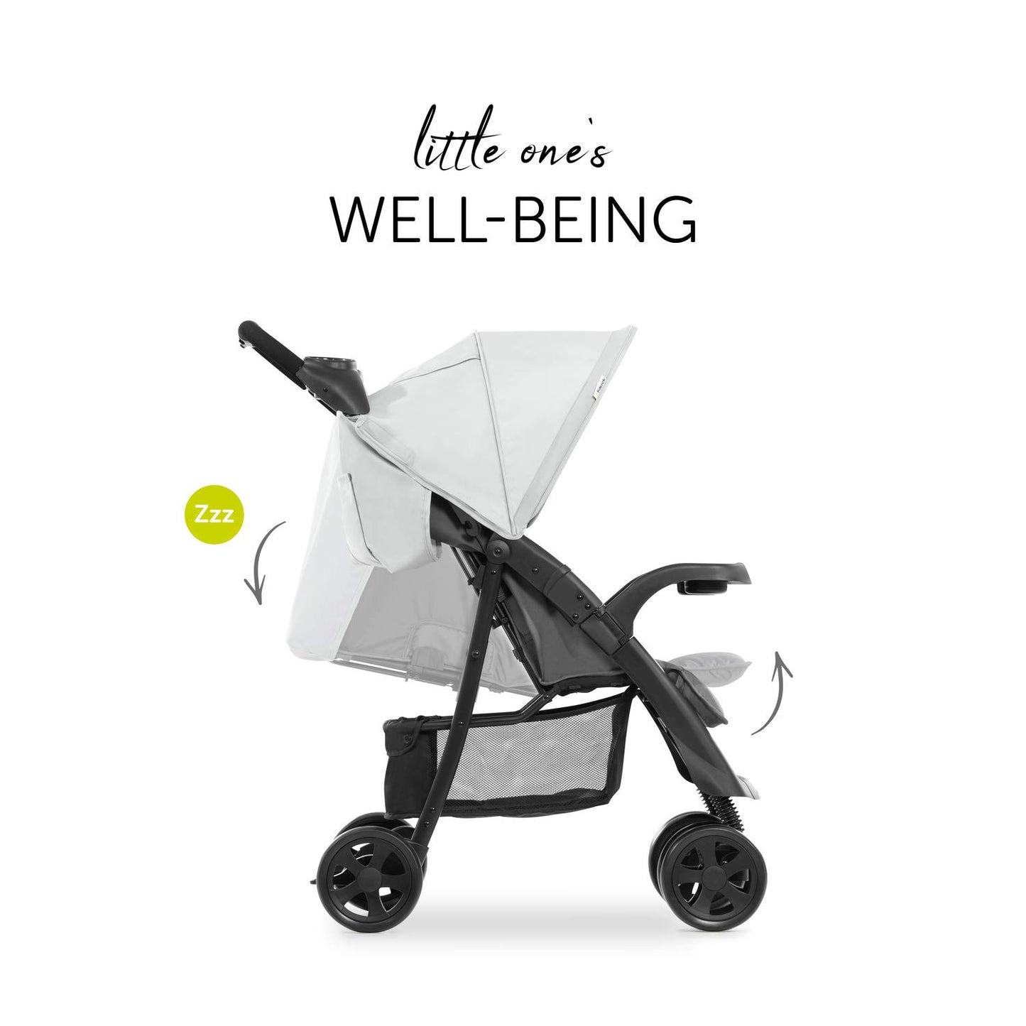hauck Shopper Neo II, Schwarz Grau - Kinderbuggy mit Liegeposition ab Geburt bis 22 kg, 2x Tablett mit Getränkehalter, Einhändig Klein Zusammenklappbar, Tasche im Verdeck, XL Korb
