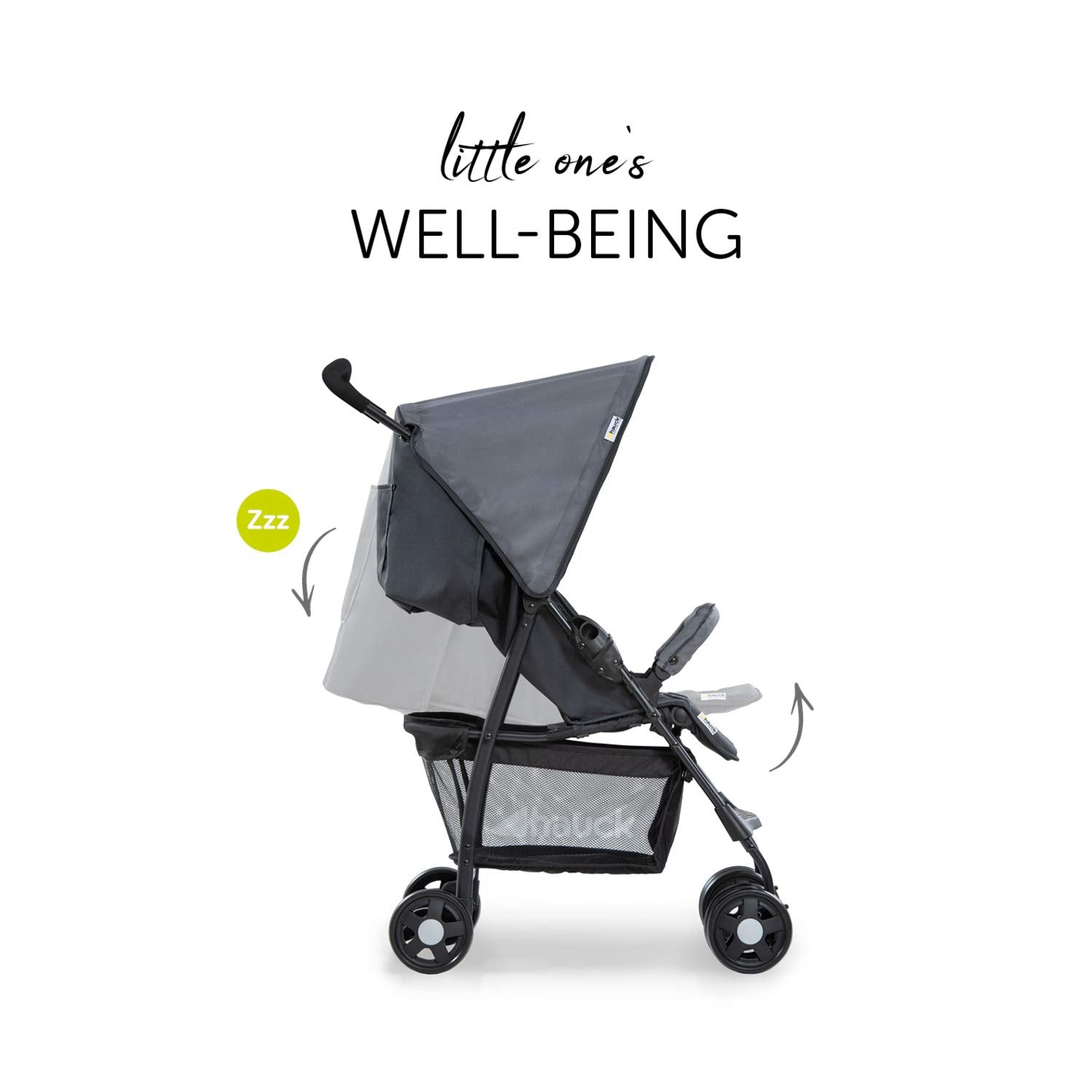 Hauck Lightweight Stroller up to 18 kg with reclining function from birth, small foldaway, sun canopy, large basket - Meloni2