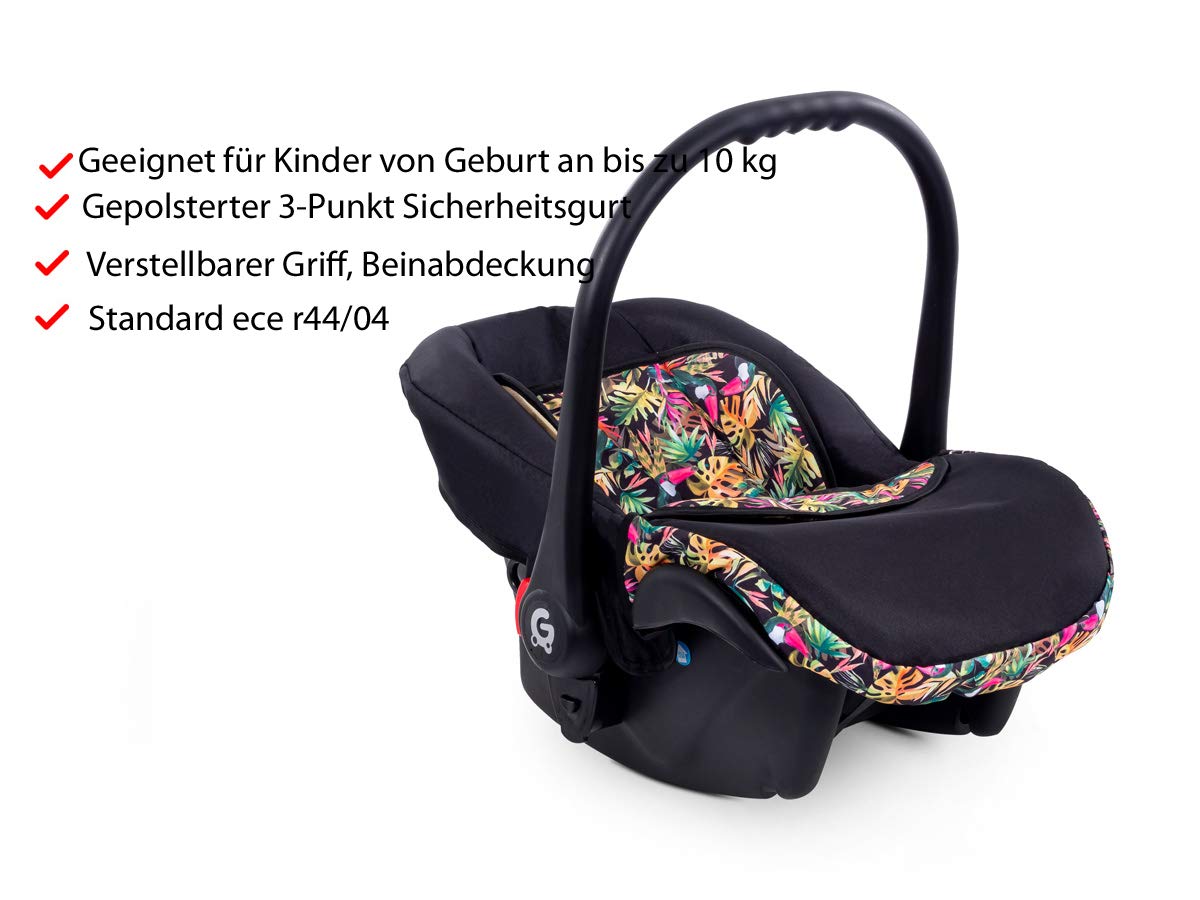 GaGaDumi Urbano Kinderwagen 3 in 1 Komplettset mit Autositz - Baby Stroller 3 in 1 TÜV - Kombikinderwagen 3 in 1 Komplettset Voll-Gummireifen - Blau Schwarz