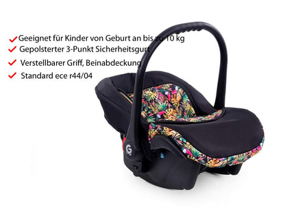 GaGaDumi Urbano Kinderwagen 3 in 1 Komplettset mit Autositz - Baby Stroller 3 in 1 TÜV - Kombikinderwagen 3 in 1 Komplettset Voll-Gummireifen - Blau Schwarz