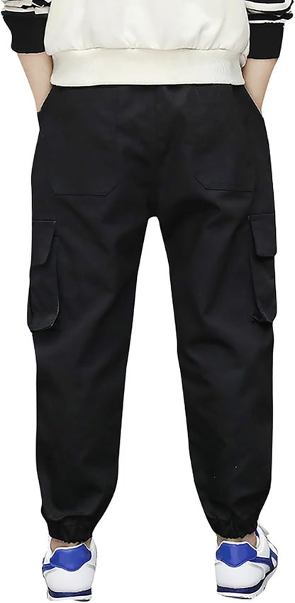 Deekynoop Children's Cargo Trousers Boys Twil Cargo Jogging Bottoms with Elastic Waistband