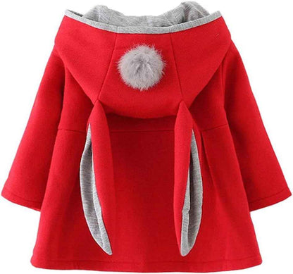 EDOTON Baby Girls' Cotton Coats Spring Autumn Winter Jackets with Hair Balls Rabbit Ear Toddler Warm Clothing
