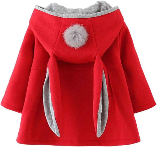 EDOTON Baby Girls' Cotton Coats Spring Autumn Winter Jackets with Hair Balls Rabbit Ear Toddler Warm Clothing
