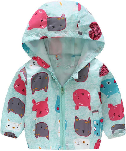 KQIVAM Children's Rain Jacket Transition Jacket Waterproof Outdoor Jacket Windproof with Hood Waterproof Jacket for Children Unisex Rainwear for Girls and Boys 