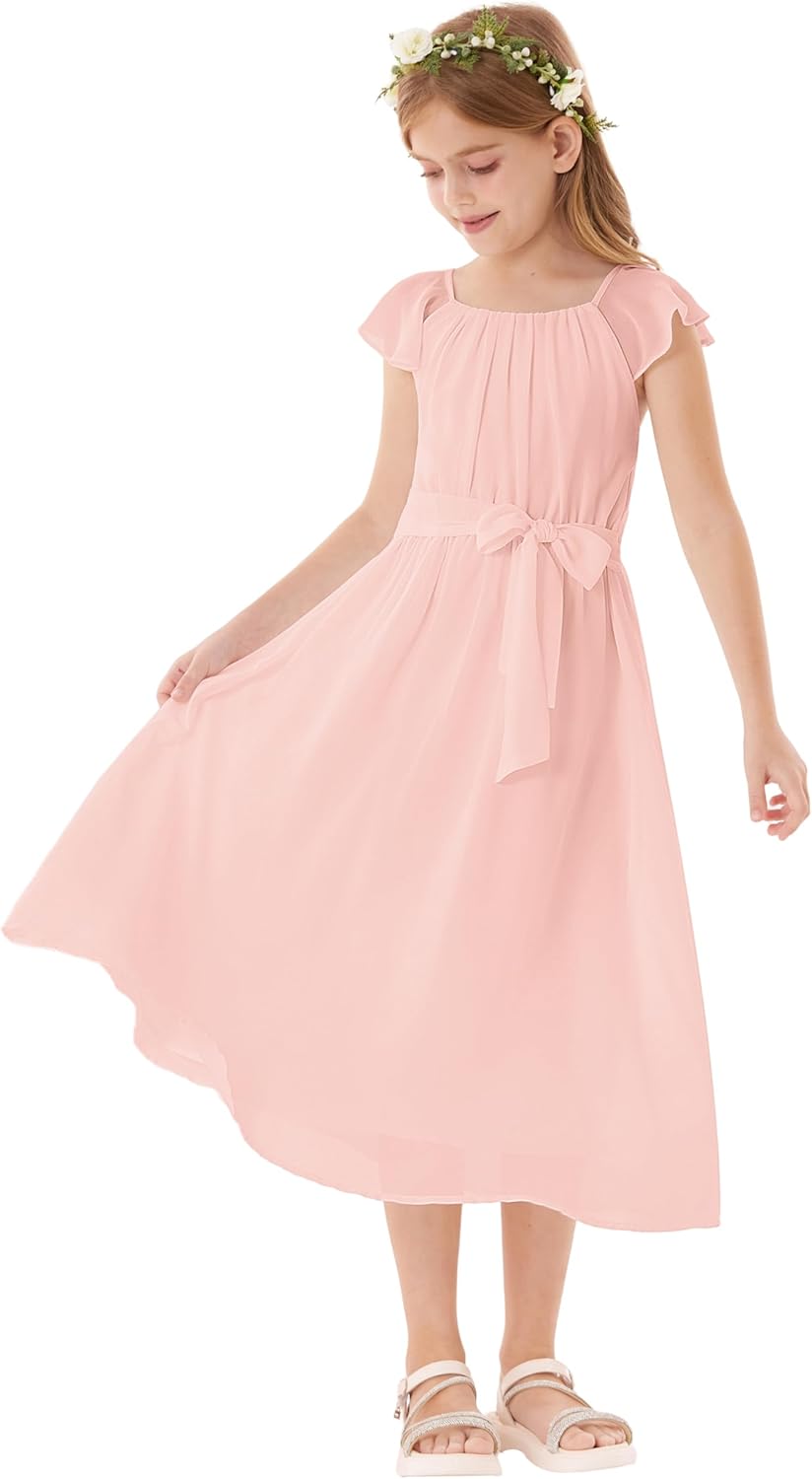 GRACE KARIN Girls Summer Dress Elegant Chiffon Princess Long Dress Wedding Guest Evening Dress for Teenage Girls 5-14 Years 