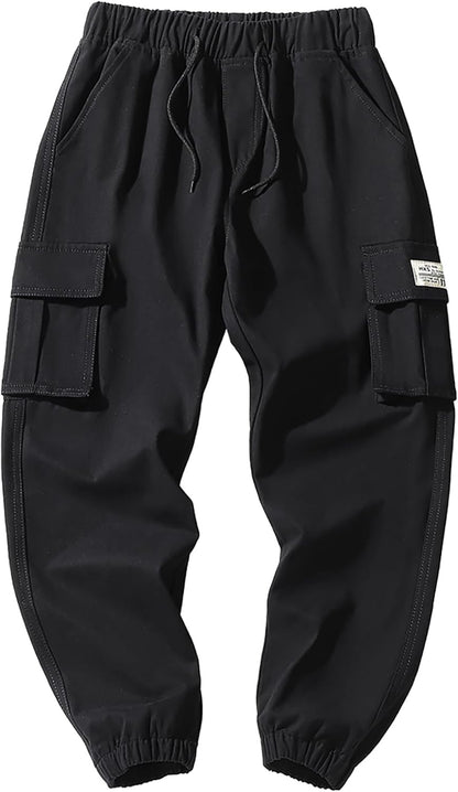 Deekynoop Children's Cargo Trousers Boys Twil Cargo Jogging Bottoms with Elastic Waistband