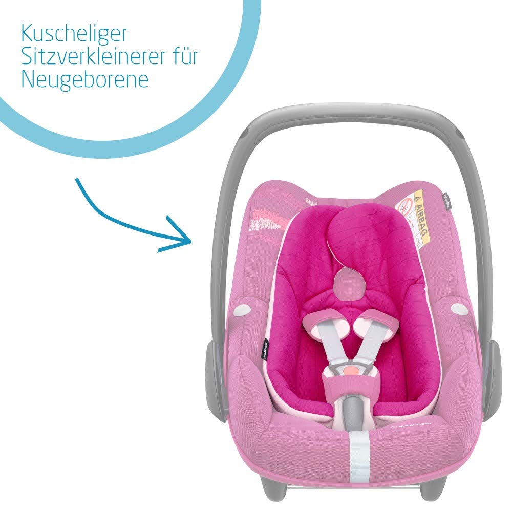 Maxi-Cosi Pebble Plus i-Size Babyschale, Gruppe 0+ Autositz für Babys, inkl. Sitzverkleinerer, nutzbar ab der Geburt bis ca. 12 Monate (0-13 kg / 45-75 cm), Frequency Pink, pink - Meloni2