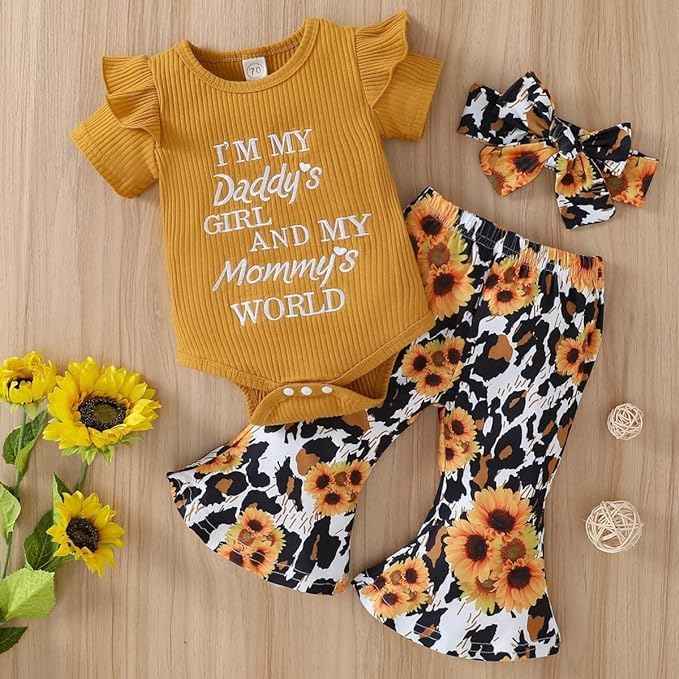 Juflam Neugeborene Baby Mädchen Kleidung Mama Sprüche Mama Mini Strampler Top Hose Outfit Set mit Stirnband